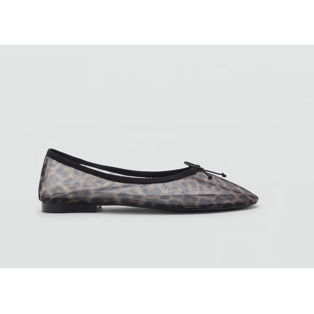 NEW MANGO MNG LEOPARD ANIMAL PRINT MESH BALLERINA BALLET FLATS SHOES 38 US 7.5 - Picture 9 of 13